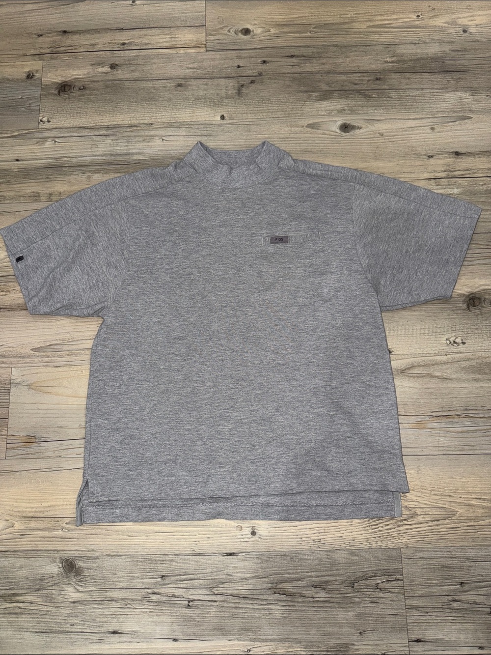 FIGS Figspro Mock Neck Scrub Top Heather Grey S Regular